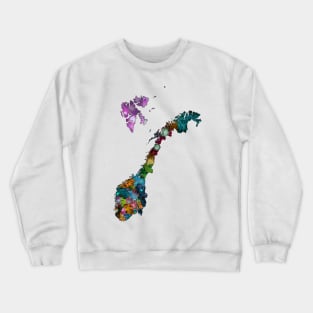 Spirograph Patterned Norway Administrative Divisions Map Crewneck Sweatshirt